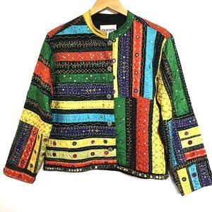 Chico’s Colorful Boho Embellished Jacket Vintage